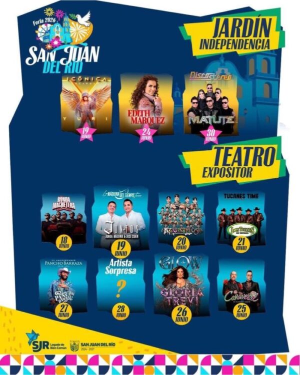 CARTELERA FERIA SAN JUAN DEL RÍO 2026 QUERÉTARO
