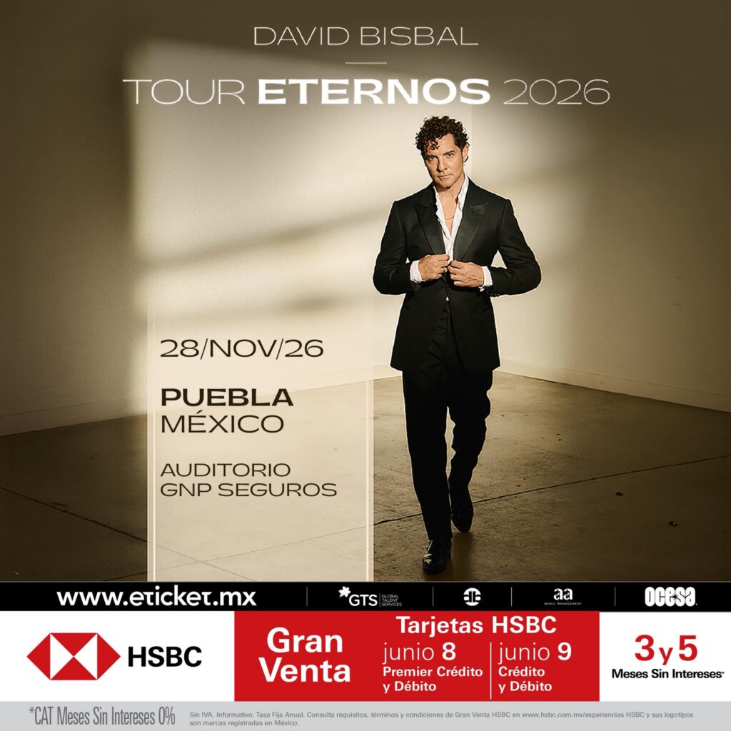 DAVID BISBAL PUEBLA 2026 AUDITORIO GNP SEGUROS