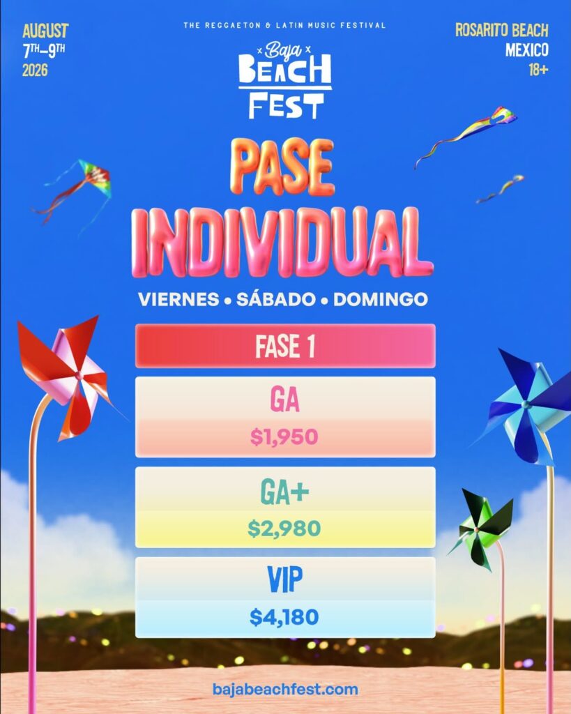 PRECIOS BAJA BEACH FEST 2026 ROSARITO BAJA CALIFORNIA