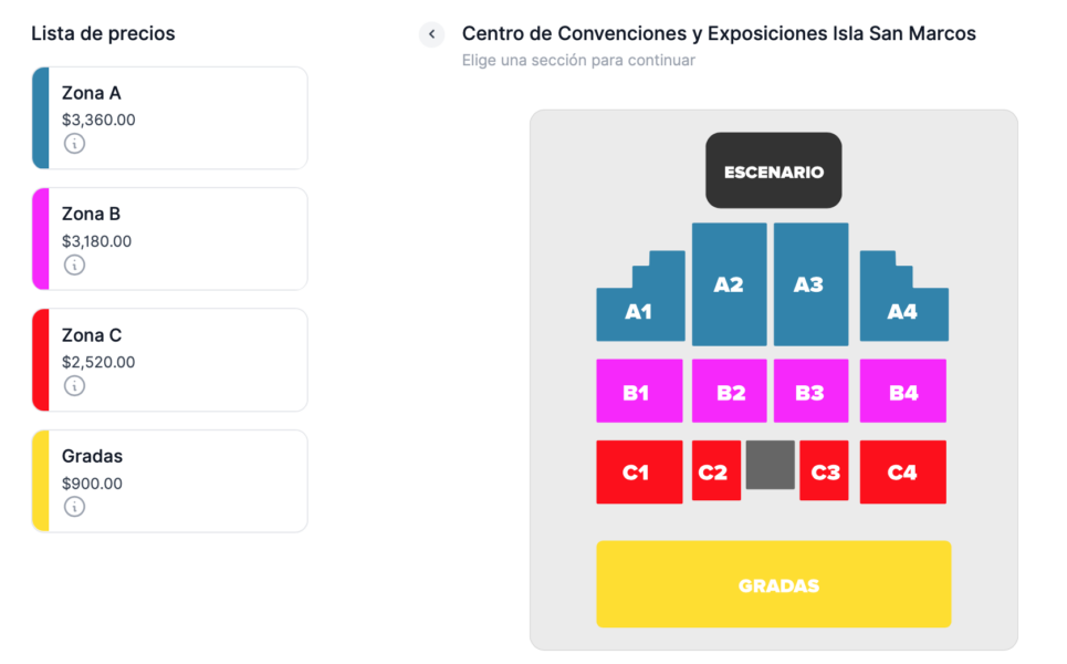 MAPA DE PRECIOS KANY GARCÍA AGUASCALIENTES 2026 CENTRO DE CONVENCIONES