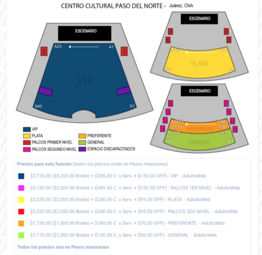 MAPA DE PRECIOS DANIEL BOAVENTURA CIUDAD JUÁREZ 2026 CENTRO CULTURAL