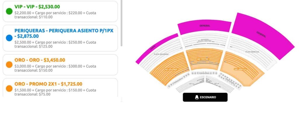 MAPA DE PRECIOS ELEFANTE LEÓN 2026 FORO DEL LAGO