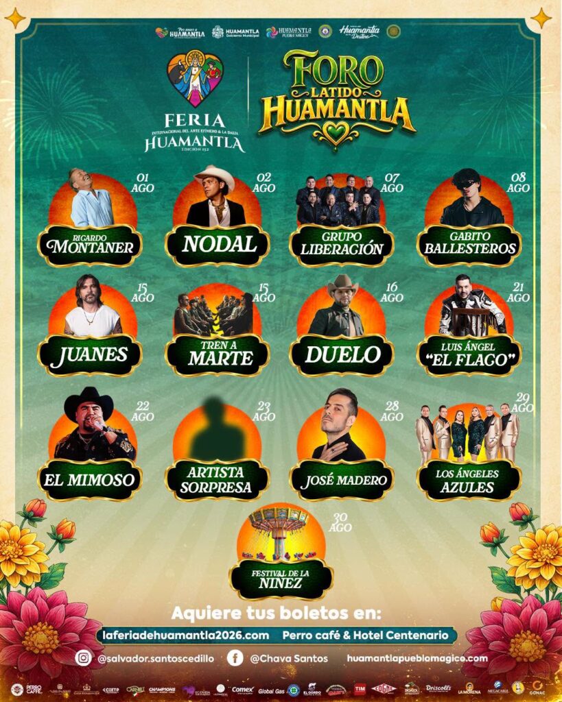 CARTELERA FERIA HUAMANTLA 2026 TLAXCALA