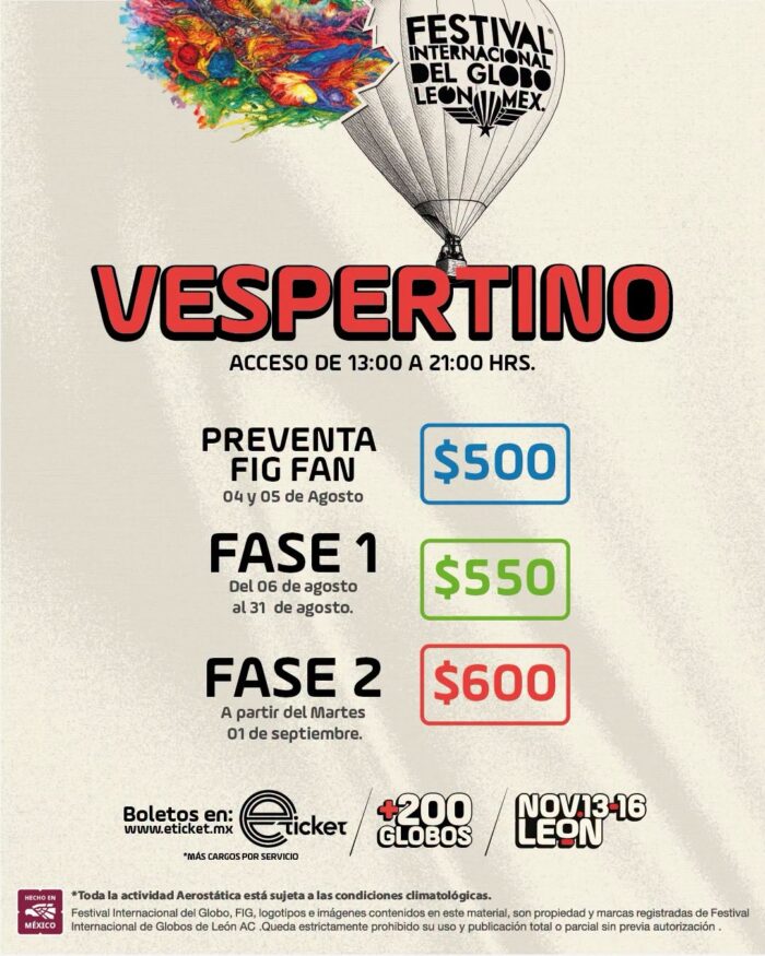 PRECIOS FESTIVAL INTERNACIONAL DEL GLOBO 2026