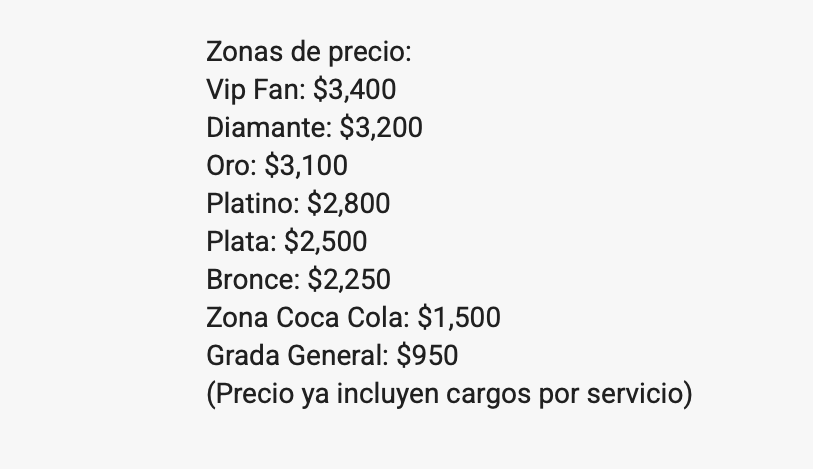 PRECIOS ALEJANDRA GUZMÁN MATAMOROS 2026 PARQUE DE BÉISBOL