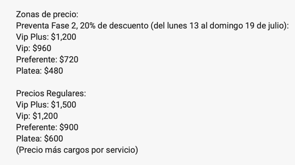 PRECIOS SIETE VECES ADÍOS SAN LUIS POTOSÍ 2026 CC200