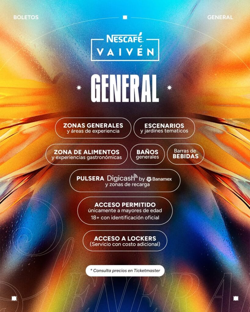 TIPOS DE BOLETOS FESTIVAL VAIVÉN 2026 JARDÍNES DE MÉXICO MORELOS