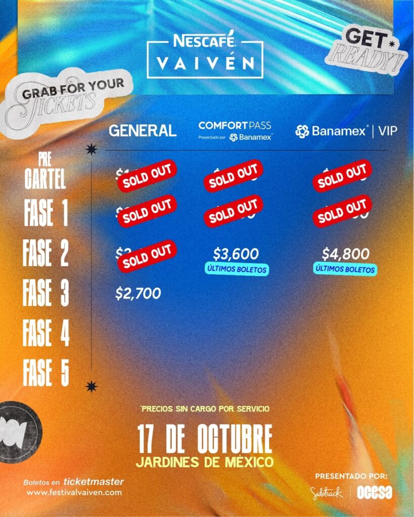 PRECIOS FESTIVAL VAIVÉN 2026 JARDÍNES DE MÉXICO MORELOS