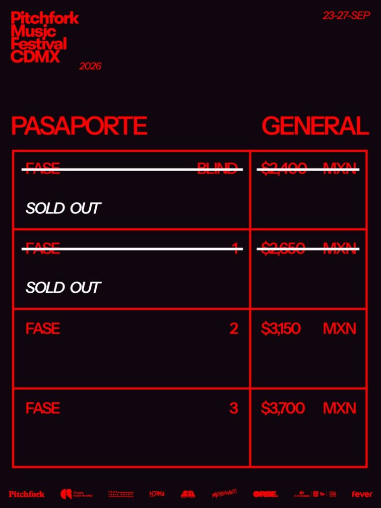PRECIOS PITCHFORK MUSIC FESTIVAL 2026 CDMX