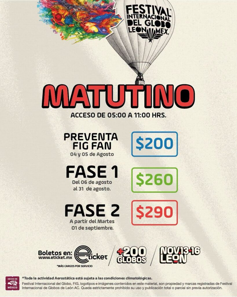 PRECIOS FESTIVAL INTERNACIONAL DEL GLOBO 2026