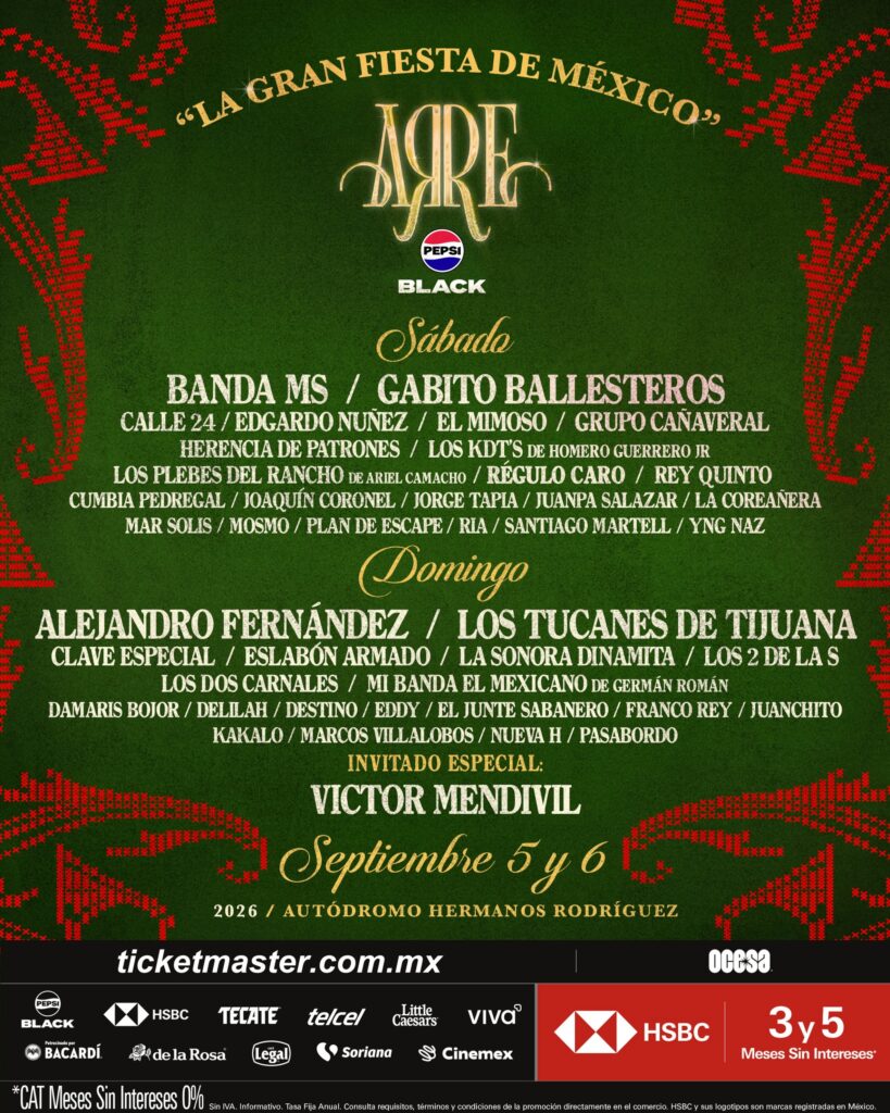 CARTEL FESTIVAL ARRE 2026 CDMX AUTÓDROMO HERMANOS RODRÍGUEZ
