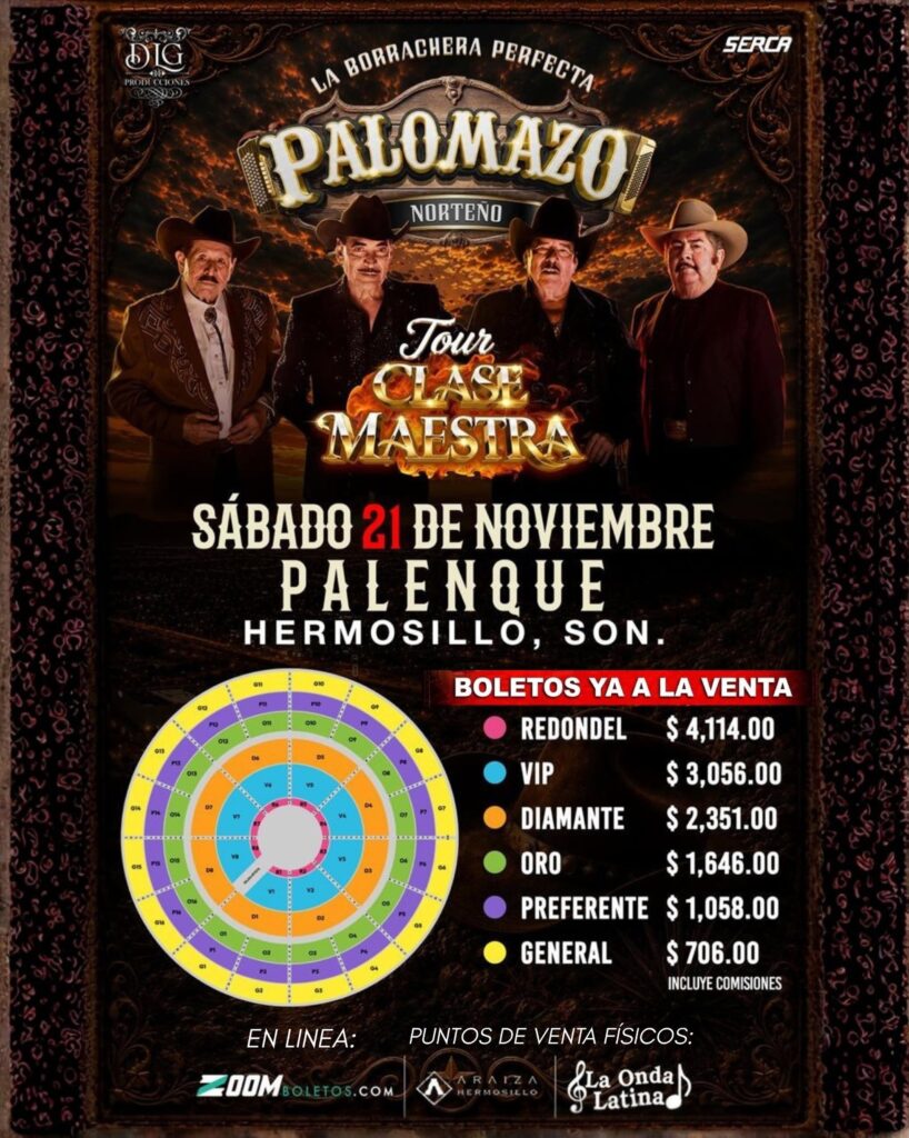 MAPA DE PRECIOS PALOMAZO NORTEÑO HERMOSILLO 2026 PALENQUE