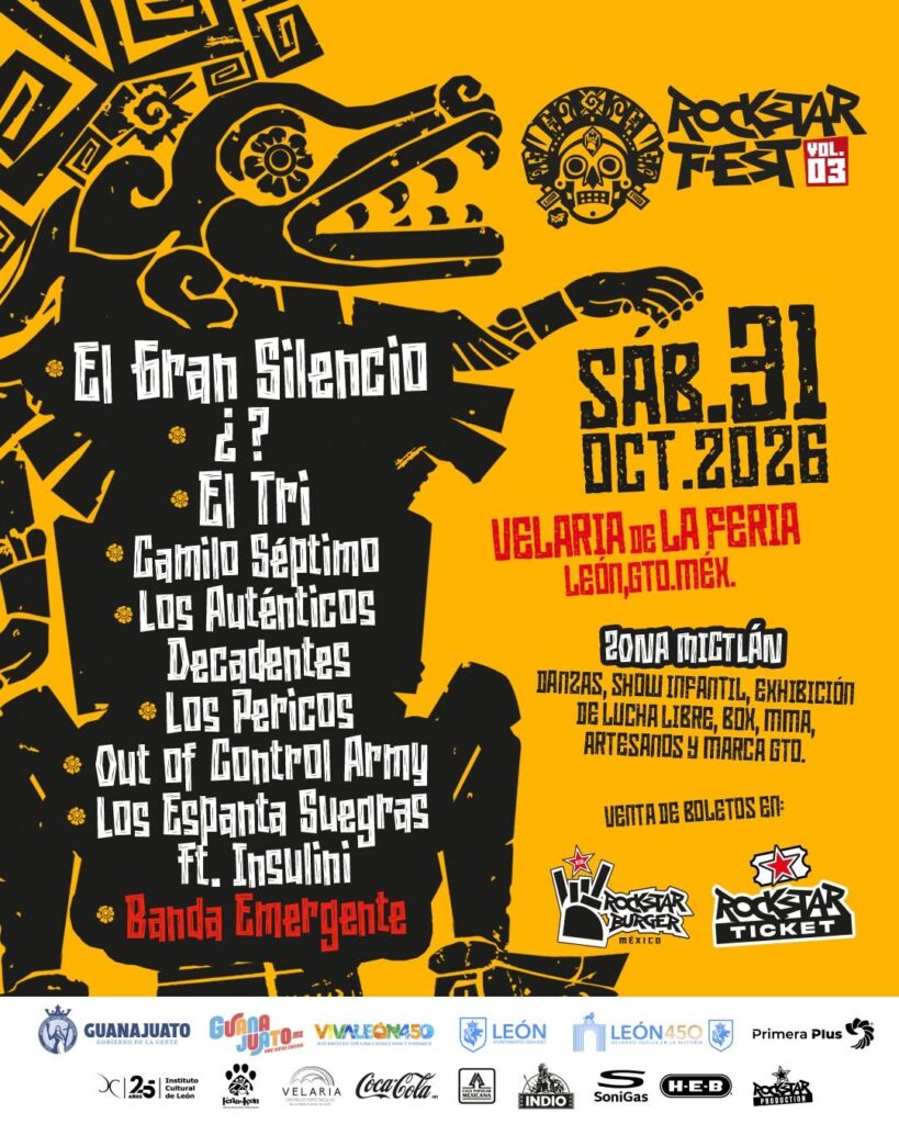 CARTEL ROCKSTAR FEST LEÓN 2026 VELARIA DE LA FERIA