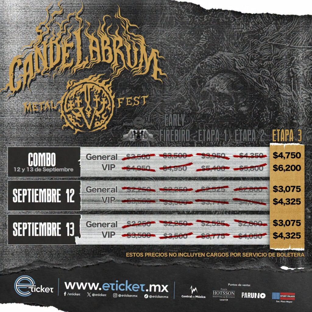 PRECIOS CANDELABRUM METAL FEST LEON 2026 VELARIA DE LA FERIA