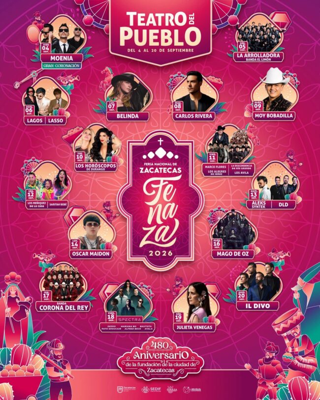 CARTELERA FERIA ZACATECAS 2026 TEATRO DEL PUEBLO FENAZA