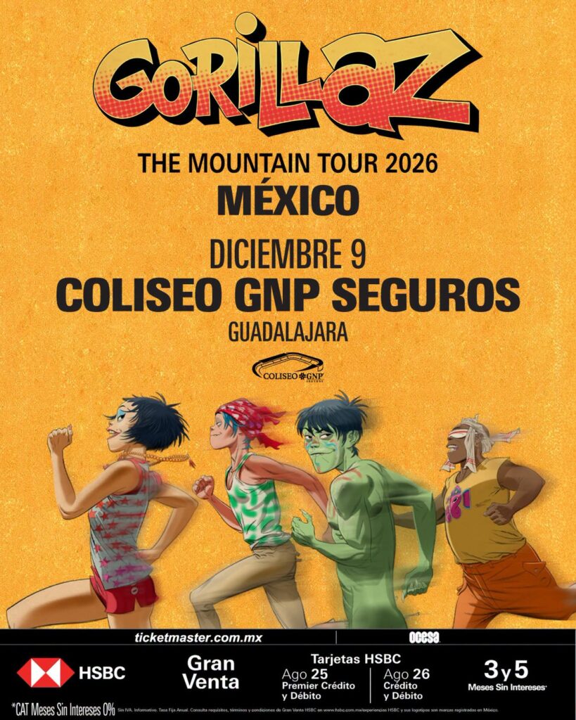 GORILLAZ GUADALAJARA 2026 COLISEO GNP SEGUROS