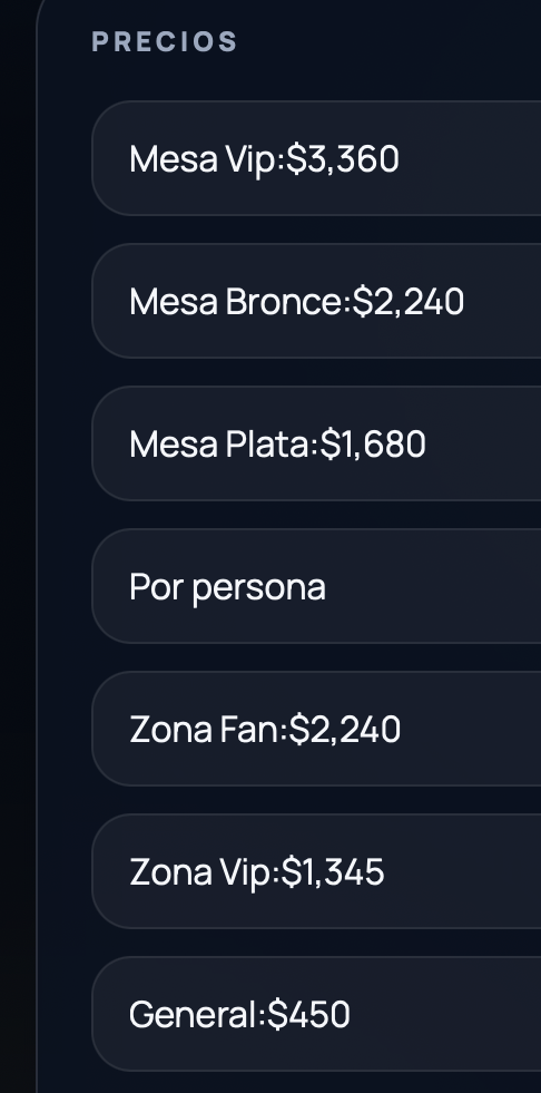 PRECIOS TOMBOCHIO AGUA PRIETA SONORA 2026 PLAZA BACHICUY