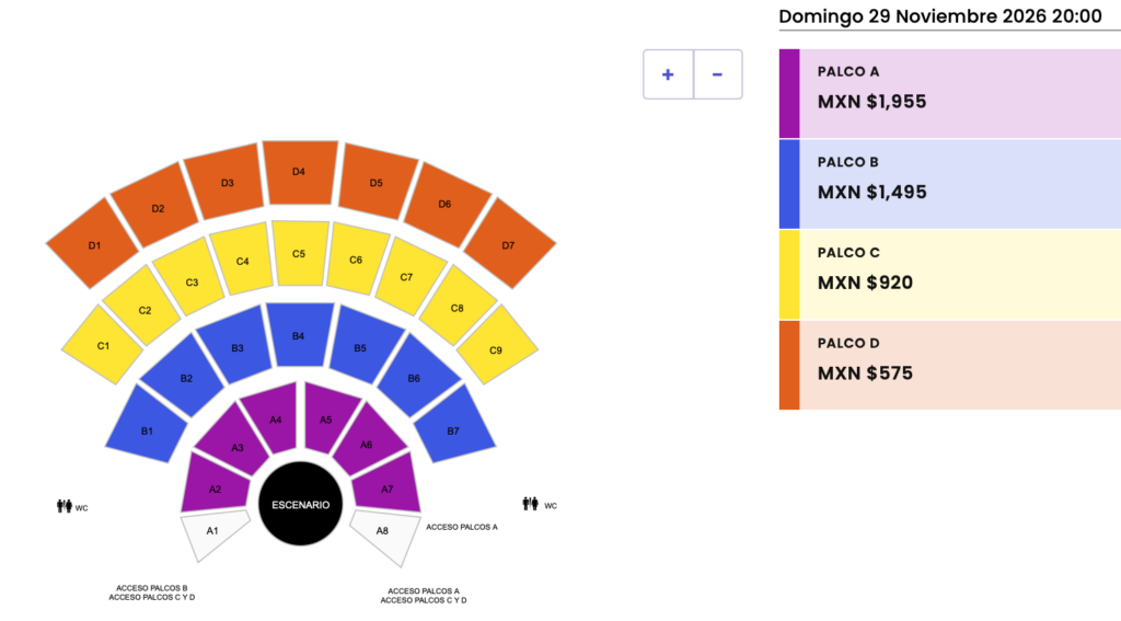 MAPA DE PRECIOS LOS AUTÉNTICOS CALIGARIS OAXACA 2026 AUDITORIO GUELAGUETZA