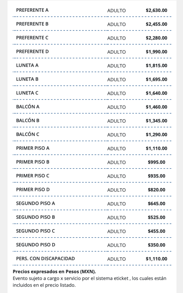 PRECIOS LA COTORRISA CDMX 2026 AUDITORIO NACIONAL