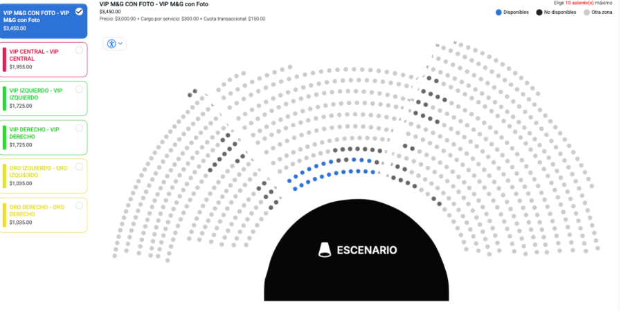 MAPA DE PRECIOS ALEKS SYNTEK CDMX 2026 TEATRO GRAN RECINTO SATÉLITE