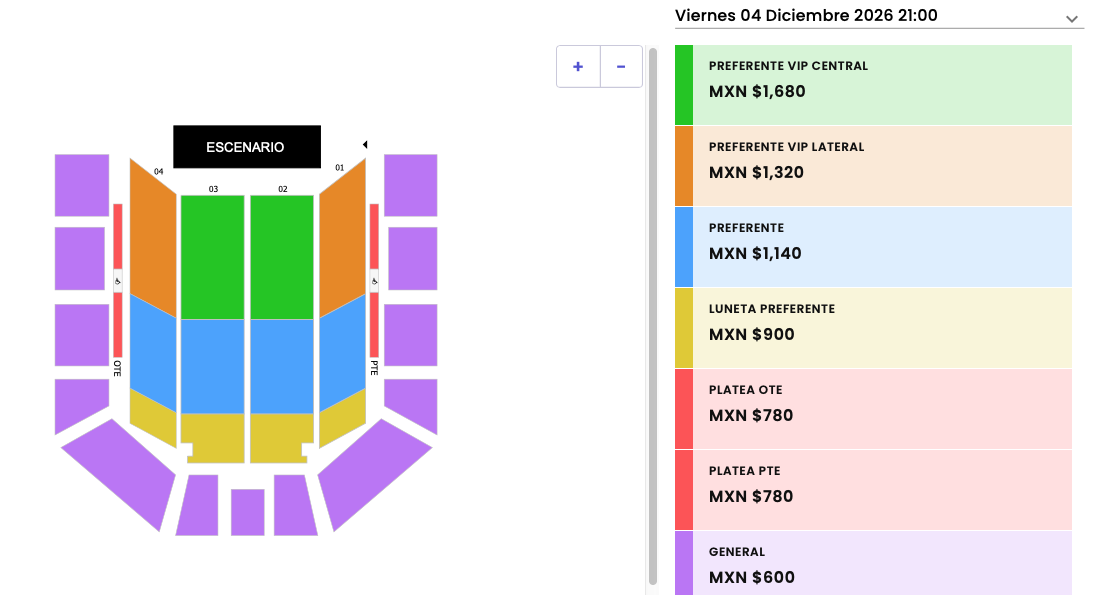 MAPA DE PRECIOS MAGO DE OZ QUERÉTARO 2026 AUDITORIO JOSEFA ORTÍZ