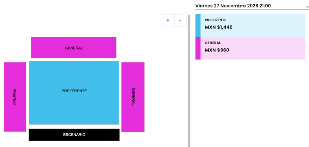 MAPA DE PRECIOS MAGO DE OZ MEXICALI 2026 AUDITORIO DE ESTADO MXL