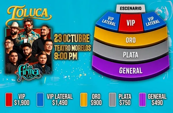 MAPA DE PRECIOS LA FIRMA TOLUCA 2026 TEATRO MORELOS