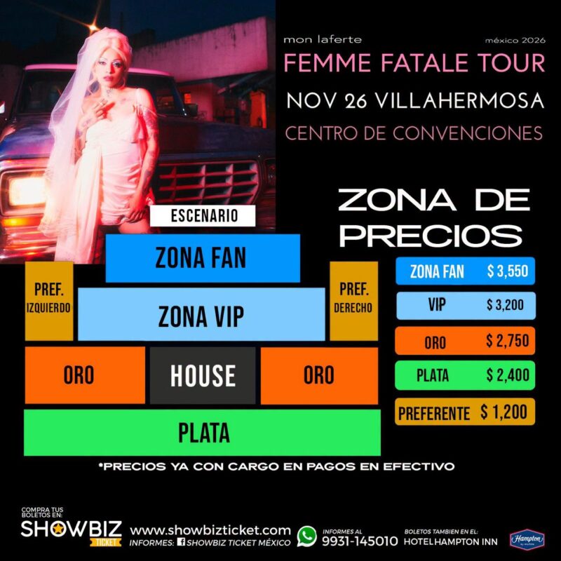 MAPA DE PRECIOS MON LAFERTE VILLAHERMOSA 2026 CENTRO DE CONVENCIONES