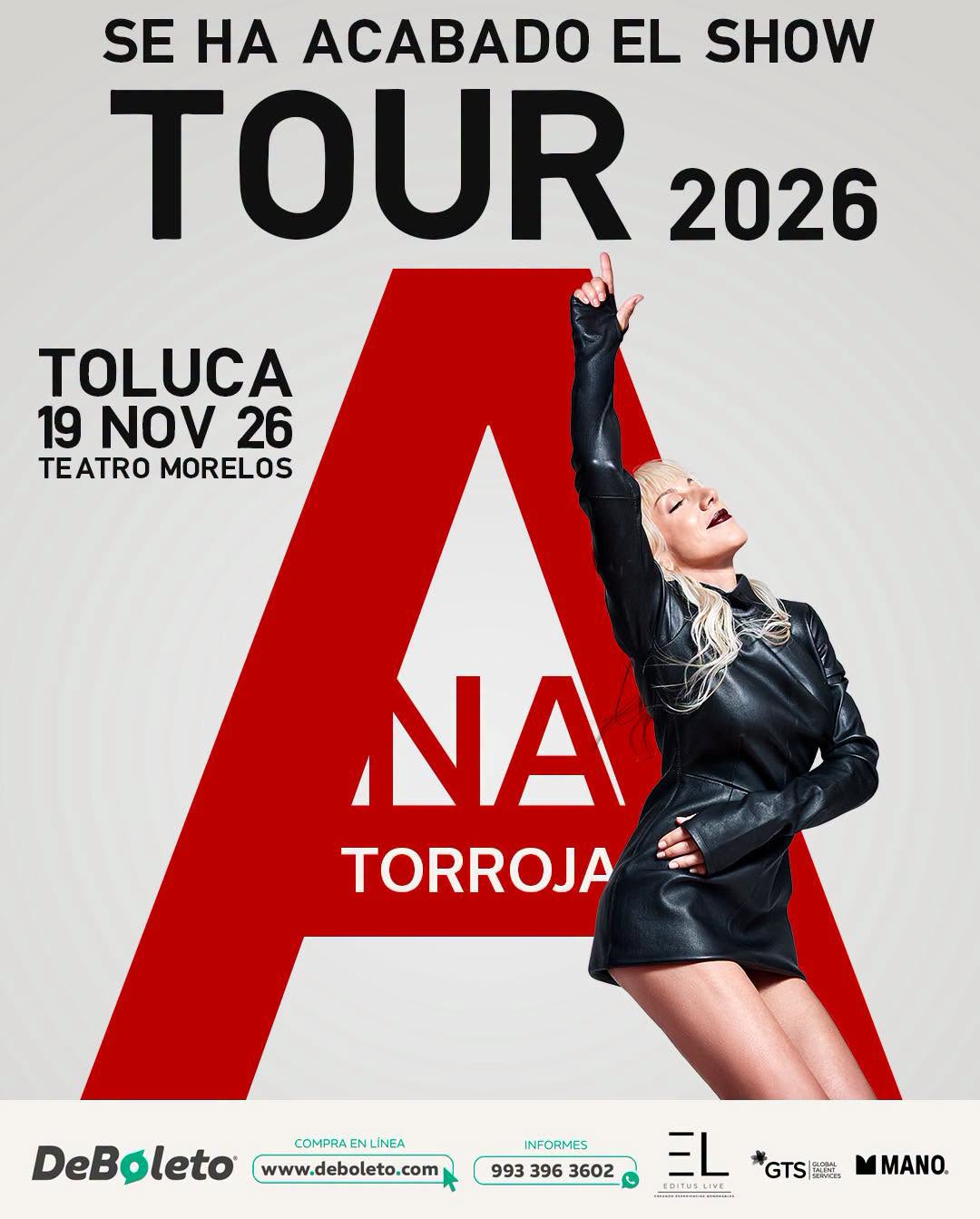 ANA TORROJA TOLUCA 2026 TEATRO MORELOS