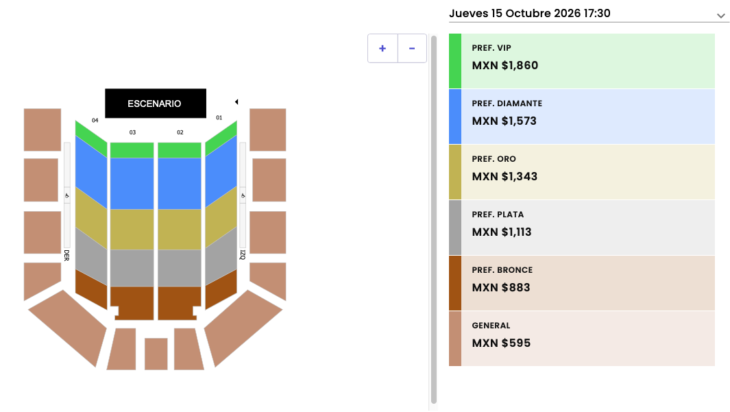 MAPA DE PRECIOS LULI PAMPIN QUERÉTARO 2026 AUDITORIO JOSEFA ORTÍZ