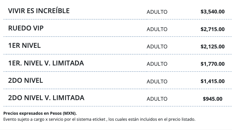 PRECIOS CAMILA MÉRIDA 2026 FORO GNP SEGUROS