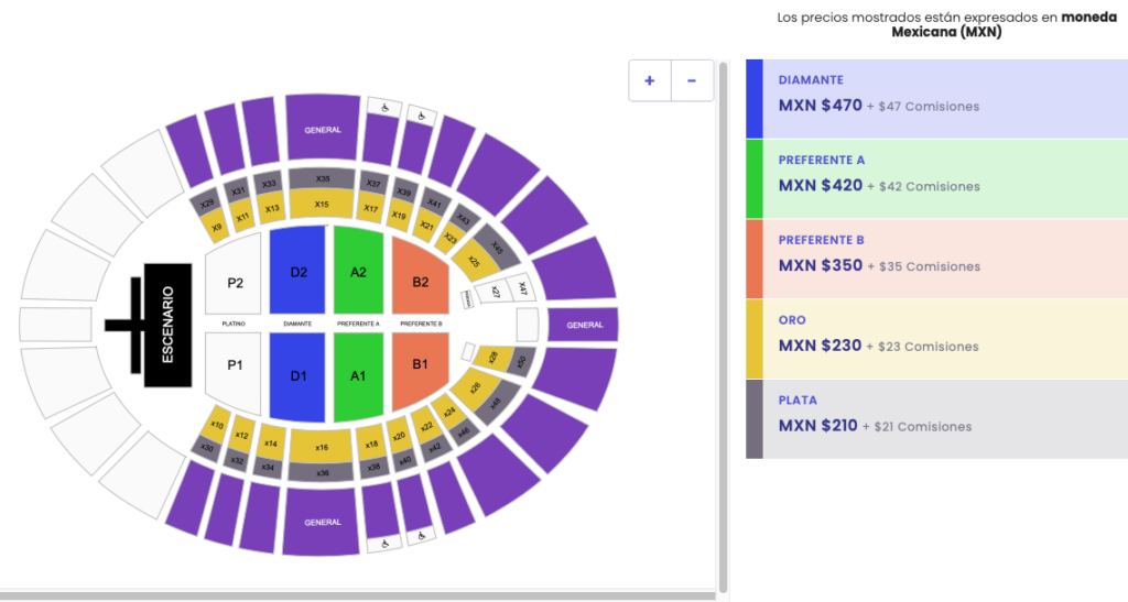 MAPA DE PRECIOS LUCHA LIBRE AAA FIESTAS DE OCTUBRE 2026 AUDITORIO JALISCO