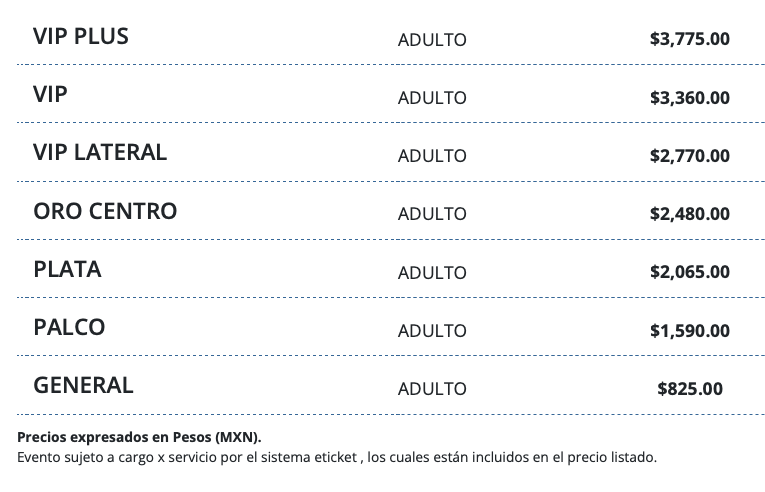 PRECIOS MON LAFERTE SALTILLO 2026 AUDITORIO PARQUE LAS MARAVILLAS